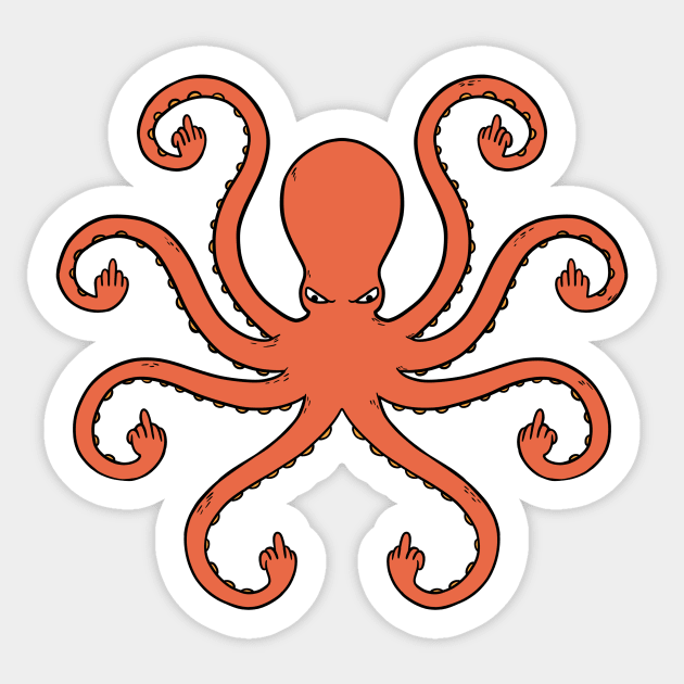 Octopus Middle Fingers Sticker by coffeeman